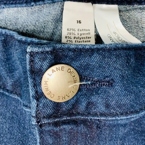 Lane Bryant Womens Cropped Jeans Size 16 Blue Mid Rise Wide Leg Flex Magic Waist - Picture 3 of 12